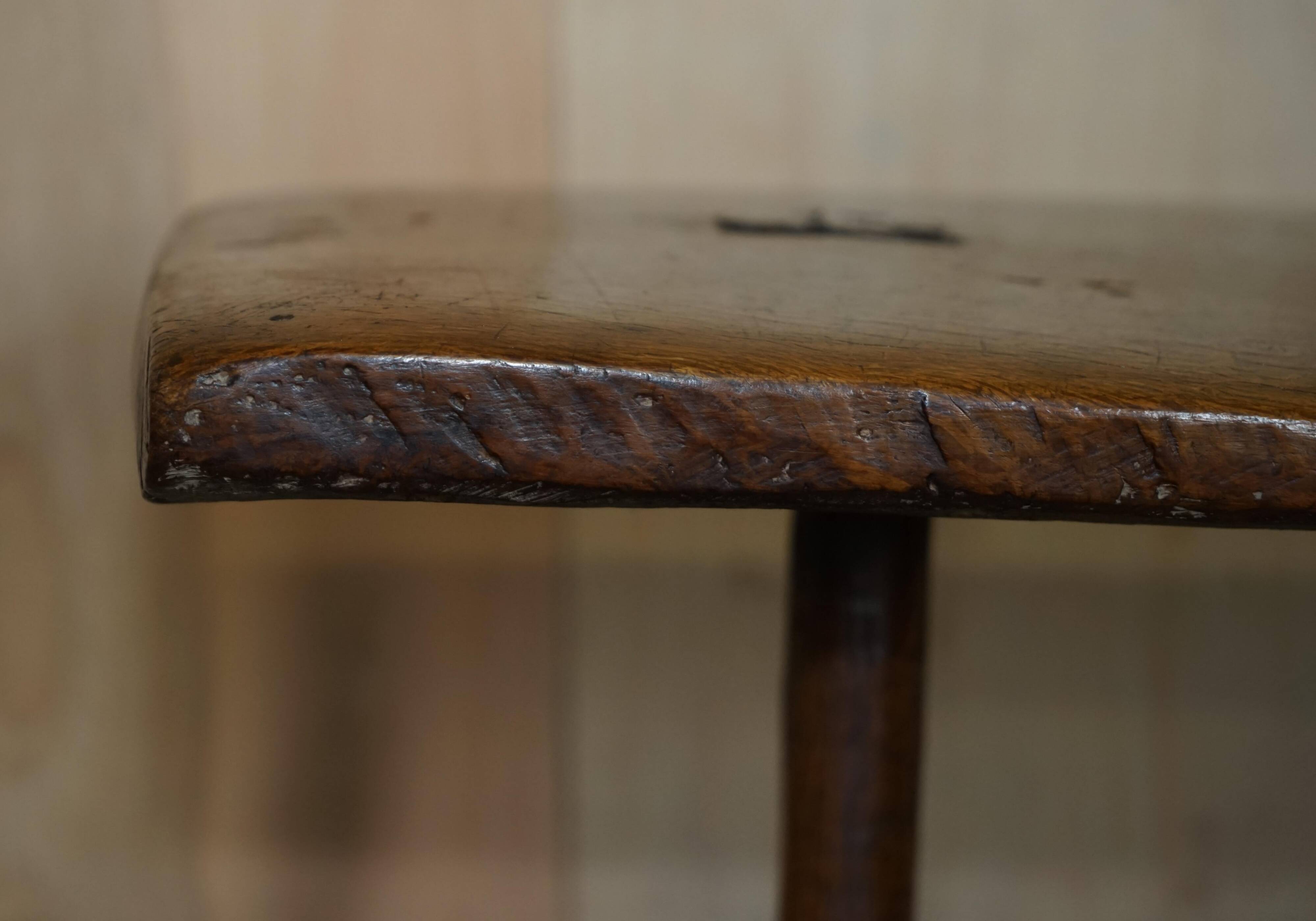 Antique Spanish Primitive Bench with Three Legs, 18th Century
