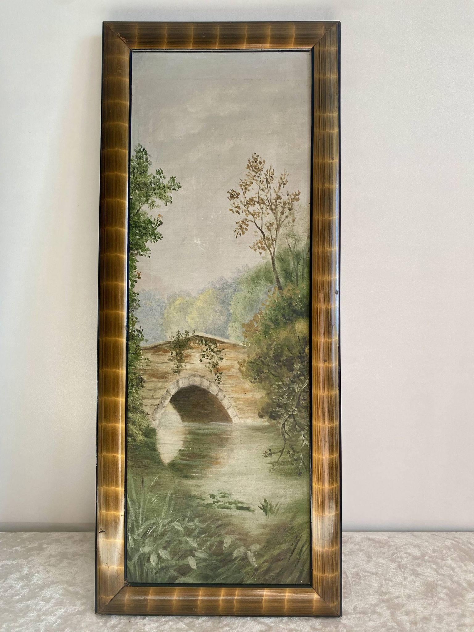 Paire de tableaux anciens. Diptypes paysages romantiques