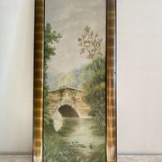 Paire de tableaux anciens. Diptypes paysages romantiques