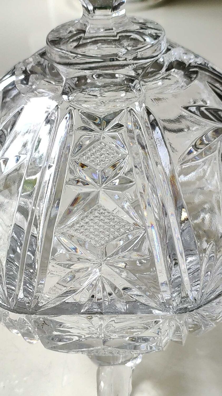 Vintage hexagonal Bohemian crystal bonbonnière/sweetener