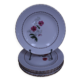 6 flat plates in earthenware l'Amandinoise with floral decoration.