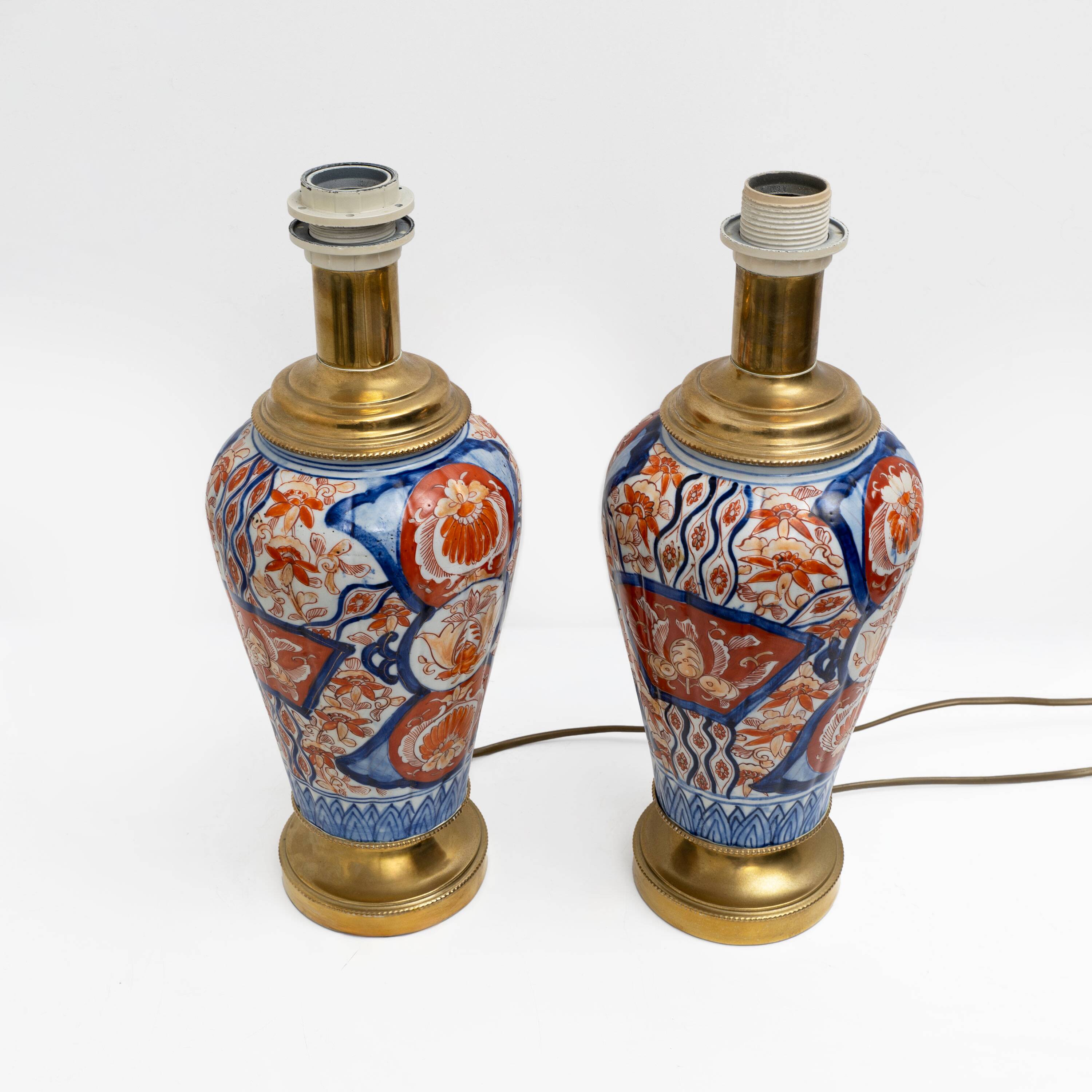 Pair of Imari Porcelain Vases with Gilt Bronze Mounts, Japan, Meiji Period