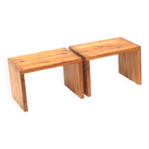 Ensemble unique de 2 tables / tables de chevet vintage par Ate van Apeldoorn pour Houtwerk Hattem