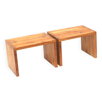 Ensemble unique de 2 tables / tables de chevet vintage par Ate van Apeldoorn pour Houtwerk Hattem