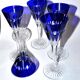 Lot de 5 verres Roemers Nelly en cristal taillé de Saint-Louis couleur bleu cobalt 1930