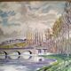 Huile sur panneau l'eau coule sous les ponts