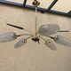 Brass and moulded glass chandelier, Bakelite arrow, 1950s, 5 lamps.