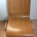 Multiplied wooden chair and chrome feet, vintage 60/70s