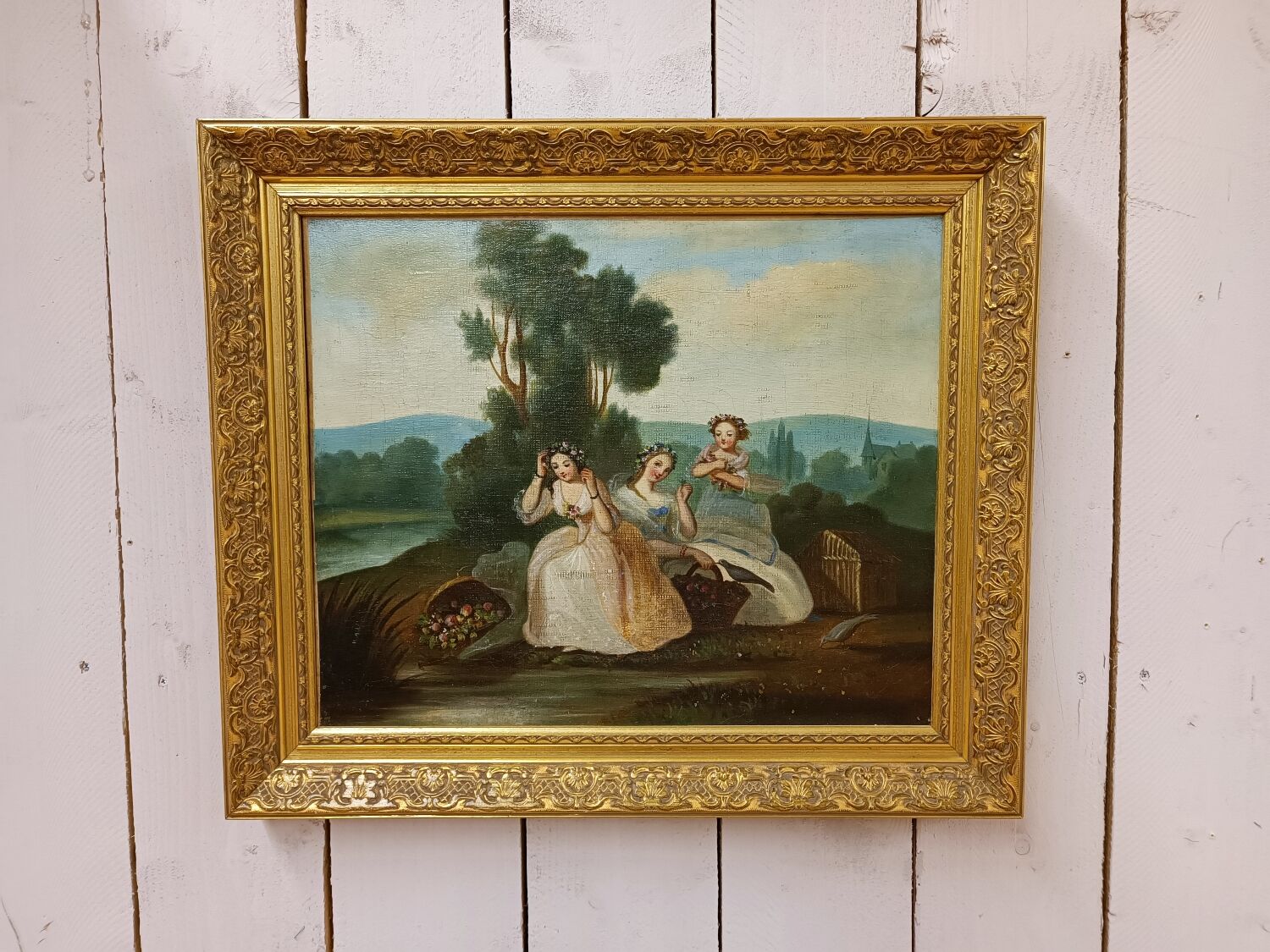 Classic painting: young women with apples