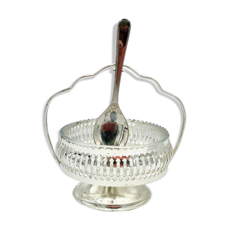 Plattered sugar bowl with spoon