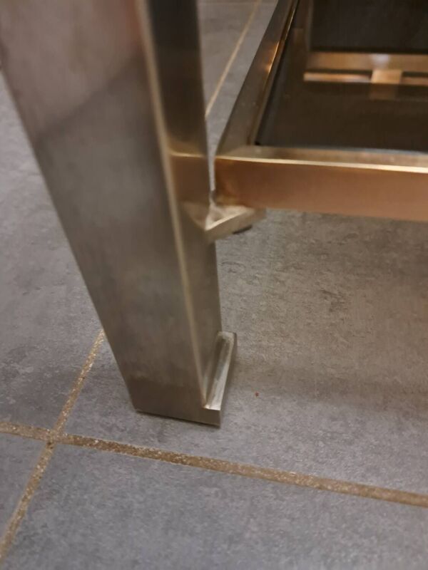 Table basse Guy Lefevre en acier et bronze