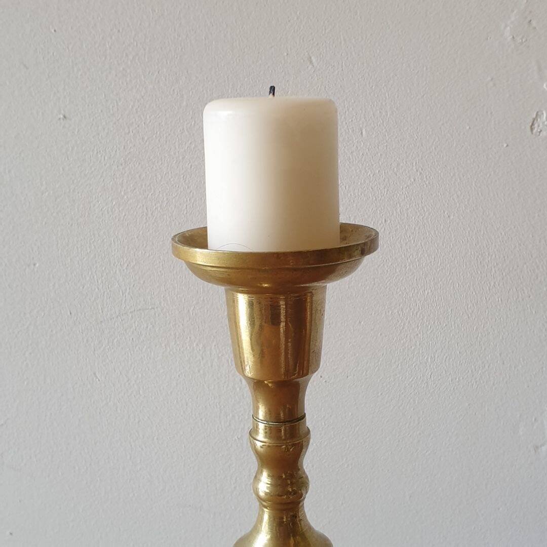 Large gilded brass candle holder