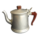 Cafetière en aluminium (3/4l) et poignées en bakélite rouge circa 1950