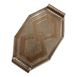 Old Art Deco glass presentation tray or dish with geometric patterns