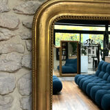 Antique mirror 150/116.5cm Louis-Philippe with pearl gold leaf.