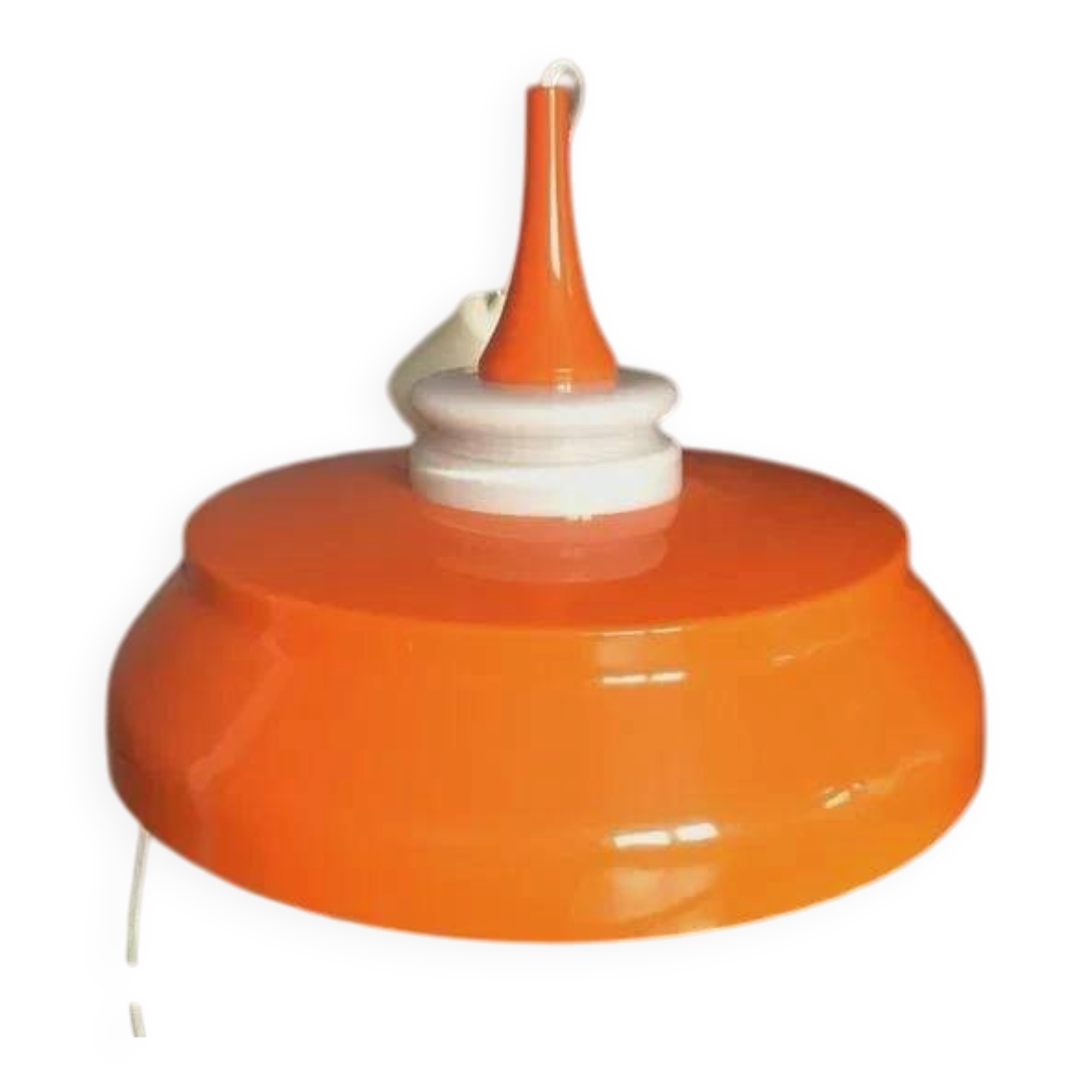 Space Age pendant lamp, orange and white, plastic, 1960s-70s