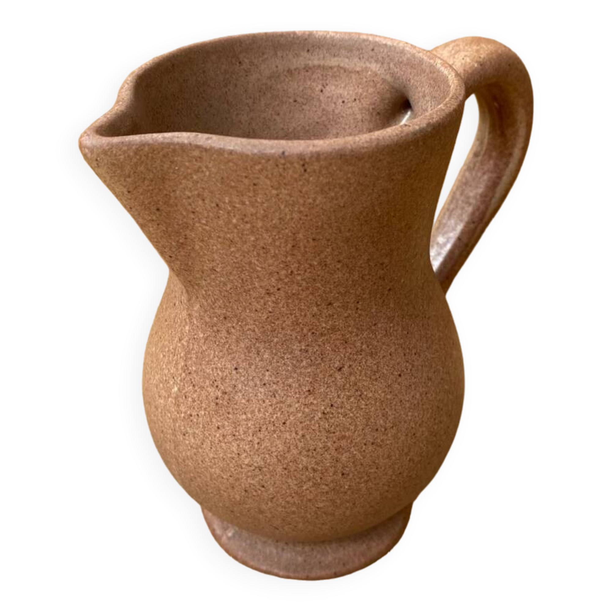 Antique VILLENAUXE Champagne Pitcher in Beige Ceramic Vintage