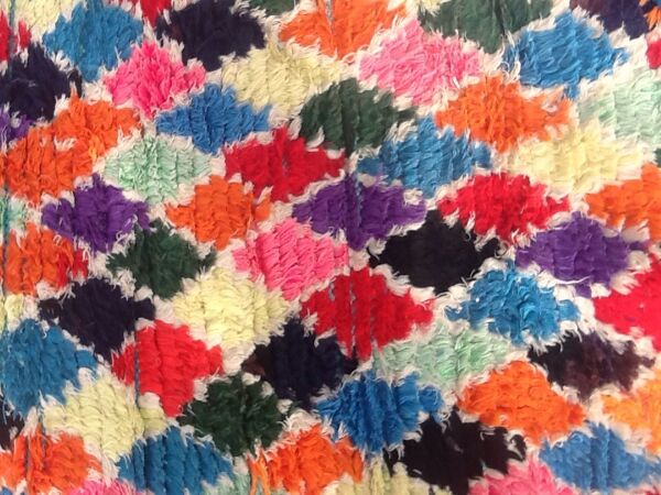 Tapis arlequin boucherouite pièce unique, 192x85