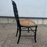 Napoleon III chair in blackened wood and cane