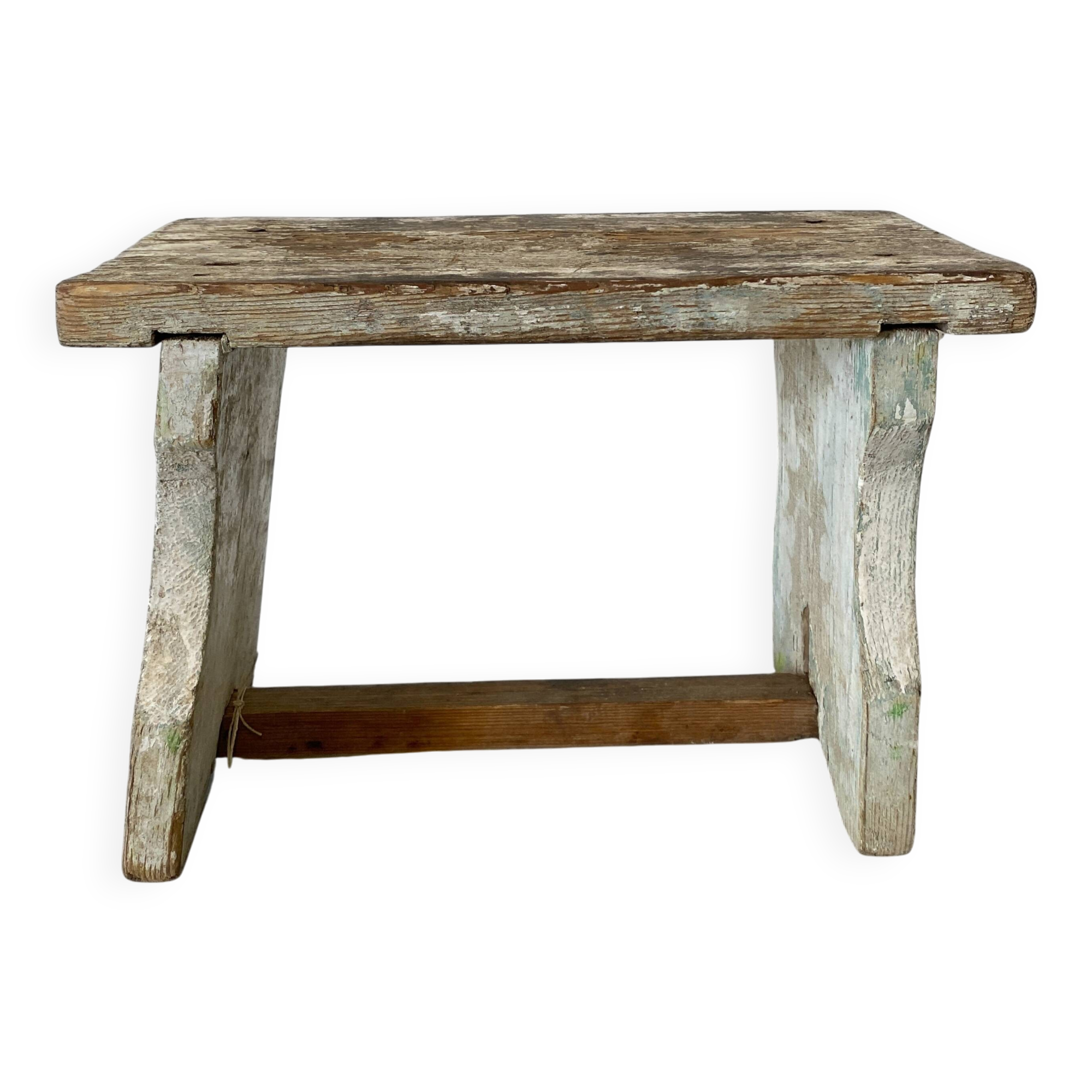 Small stool or Hungarian bench in pastel blue.