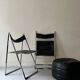 Set of 2 folding chairs in leather and chrome model Elios by Fontini & Geraci, Italy 1970