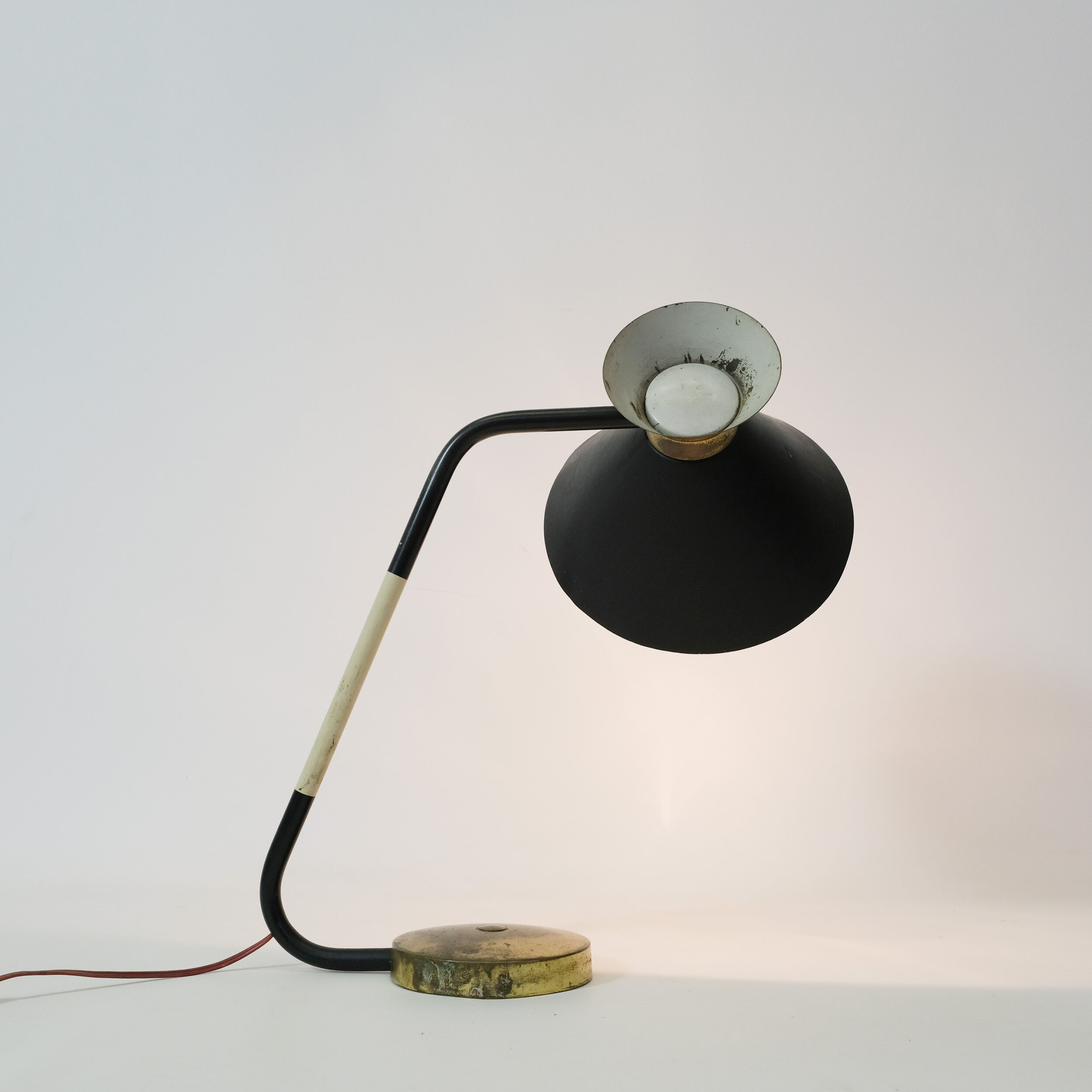 Black and gold diabolo desk lamp, Jumo, 1950/1960