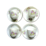 Set de 4 tasses et 4 soucoupes en porcelaine fine de Limoges, décor fleuri