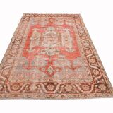 5x8 Red Geometric Tribal Turkish Vintage Rug, 141x240Cm