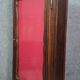 Wooden display cabinet with stained finish – red upholstered interior – 20th century