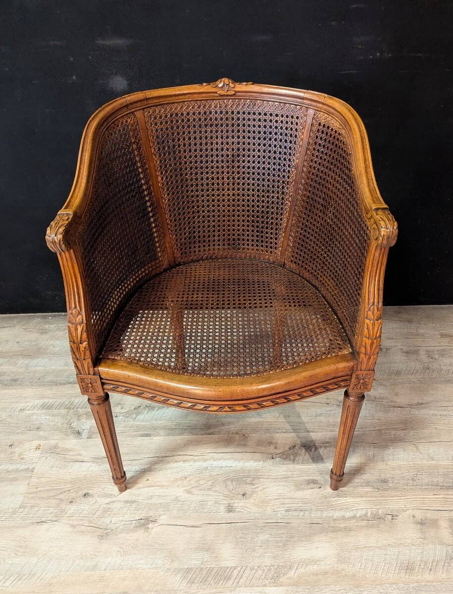 Louis XVI style office chair, fully caned