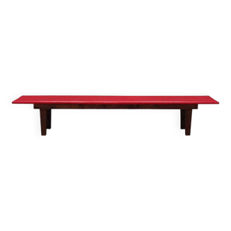 Bench red eco-leather, Danish design, 90's