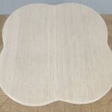 Coffee table in travertine and wood 80s