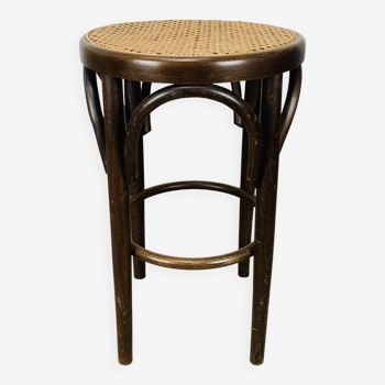 Tabouret bistrot cannage et bois courbé