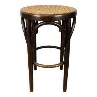 Tabouret bistrot cannage et bois courbé