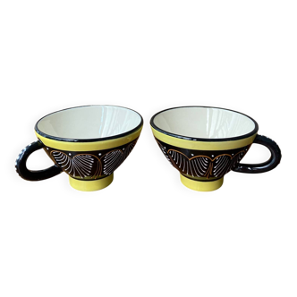 Pair of Henriot Quimper cups