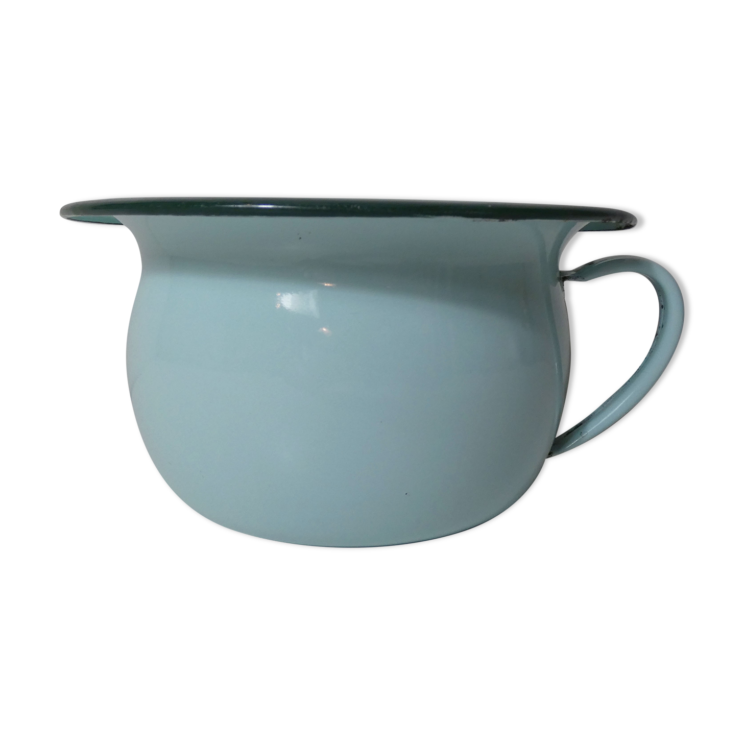 Old green enamelled steel pot cover