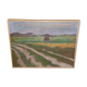 Ancient painting - oil on impressionist canvas by Émile Barau (1851-1930) - evening on the fields
