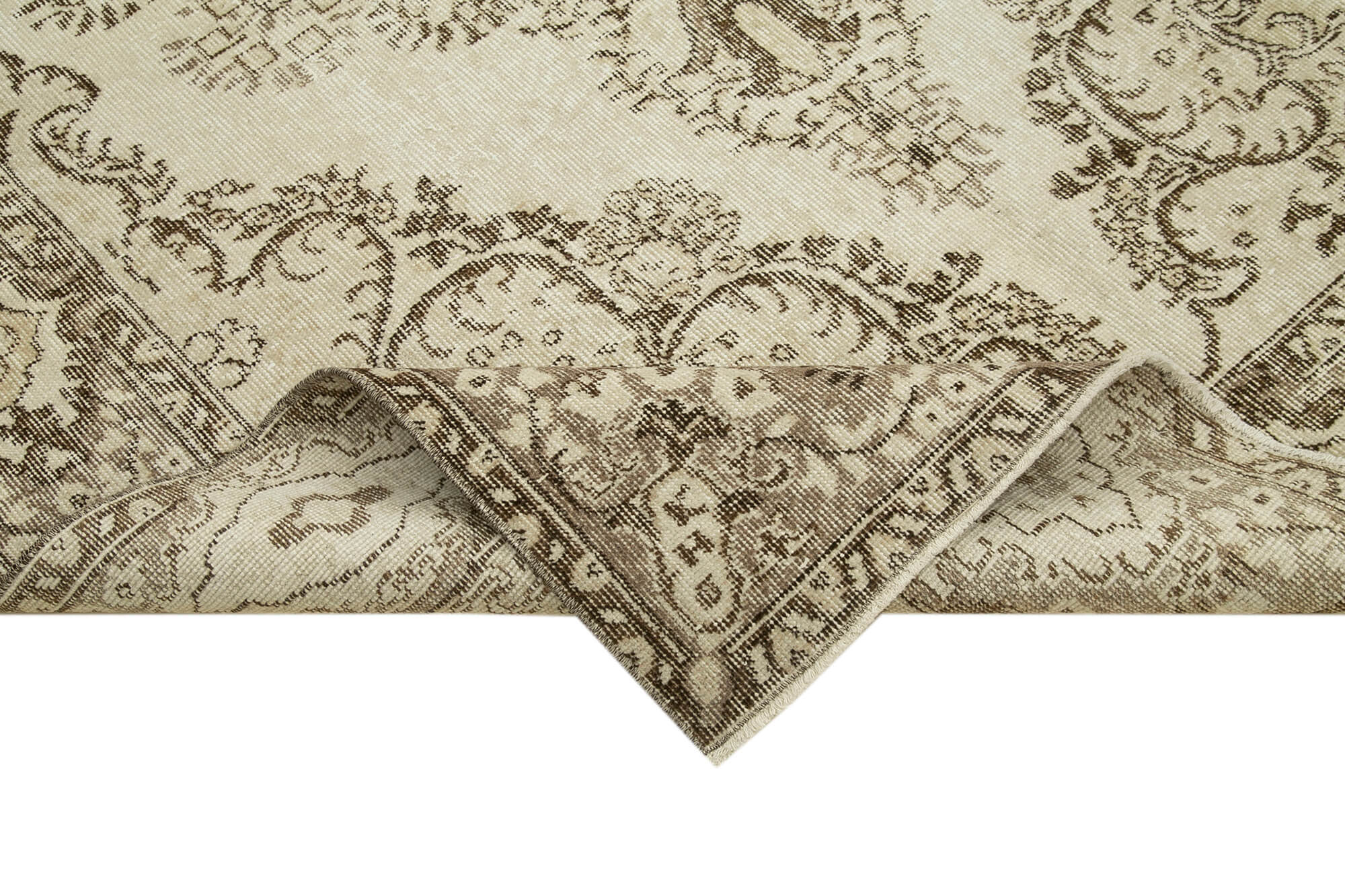 Hand-Knotted Vintage Turkish Beige Carpet 168 cm x 286 cm - 38884