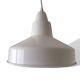 Scandinavian Industrial glossy white aluminium hanging lamp 1980s