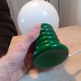 Small VINTAGE lamp in green lacquered wood and opaline