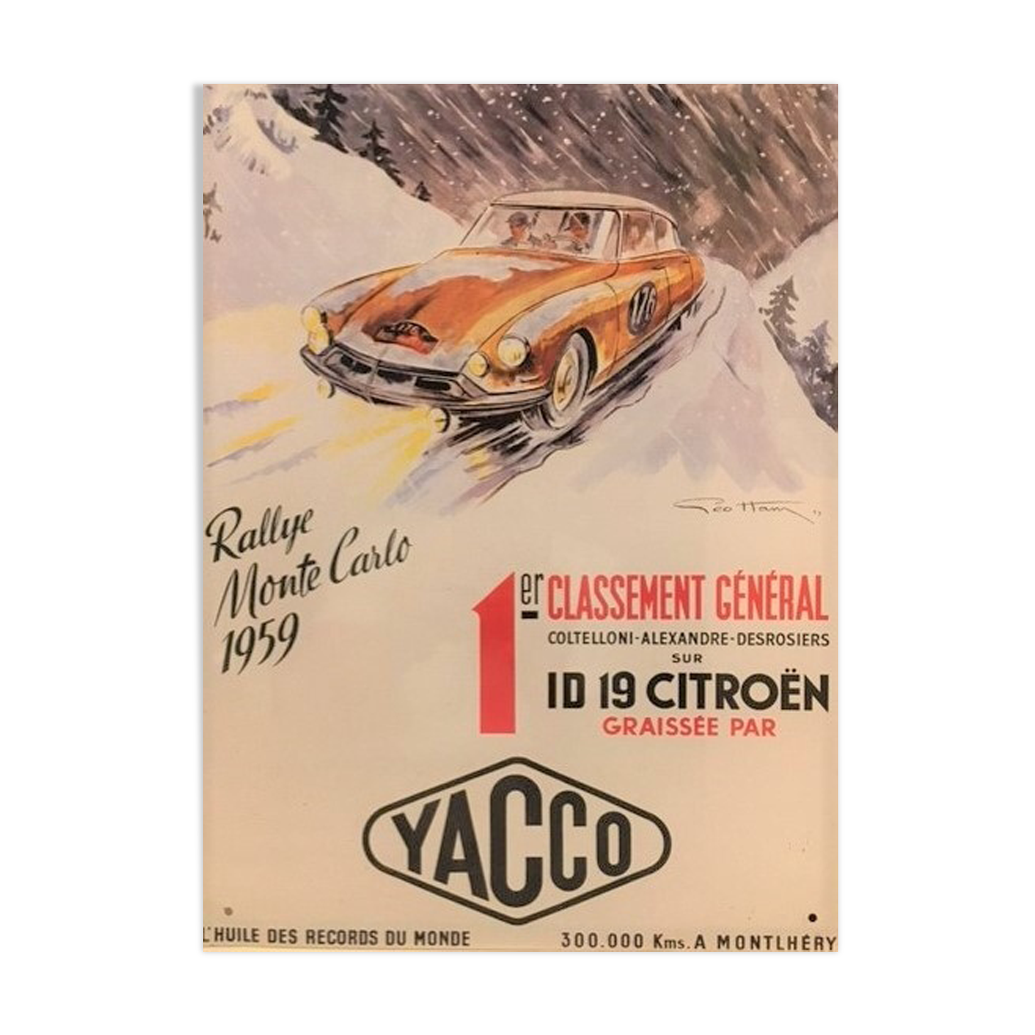 Plate metal advertising Citroën Rallye Monte-Carlo 1959