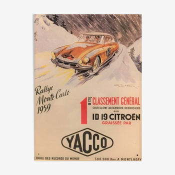 Plate metal advertising Citroën Rallye Monte-Carlo 1959