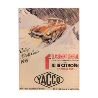 Plate metal advertising Citroën Rallye Monte-Carlo 1959