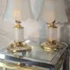 pair of bedside lamp, molded glass and brass 1970