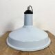 Lampe à suspension industrielle en émail bleu clair, années 1960