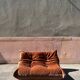Two-seater Togo sofa in terracotta velvet, Ducaroy first edition 1970.