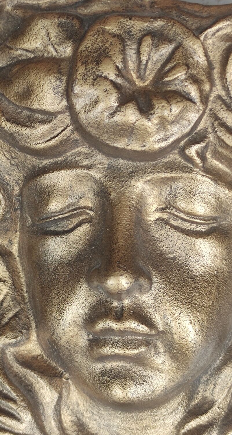 Old large bronze wall ornament Art Nouveau style