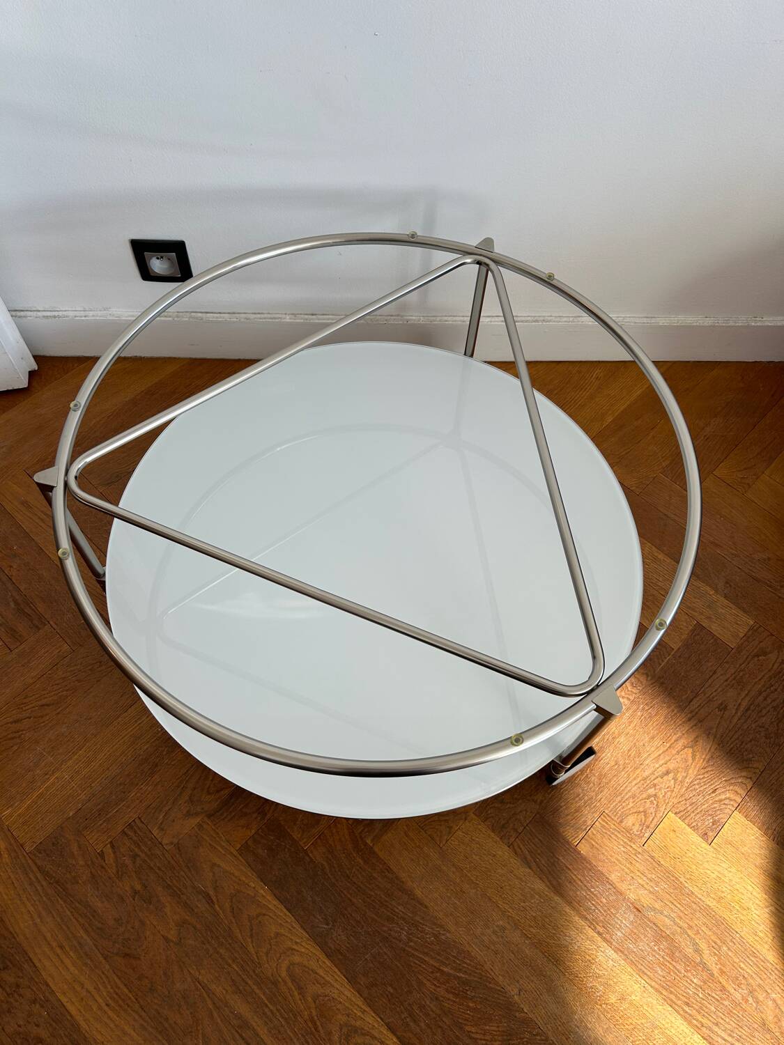 IKEA white glass coffee table by Ehlen Johansson, 1980s
