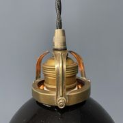 Small size black enamel hanging lamp with brass fixture