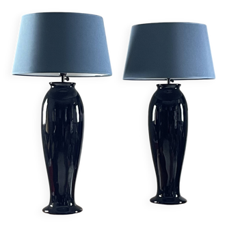 Pair of large ceramic lamps by Yves Halard, Paris